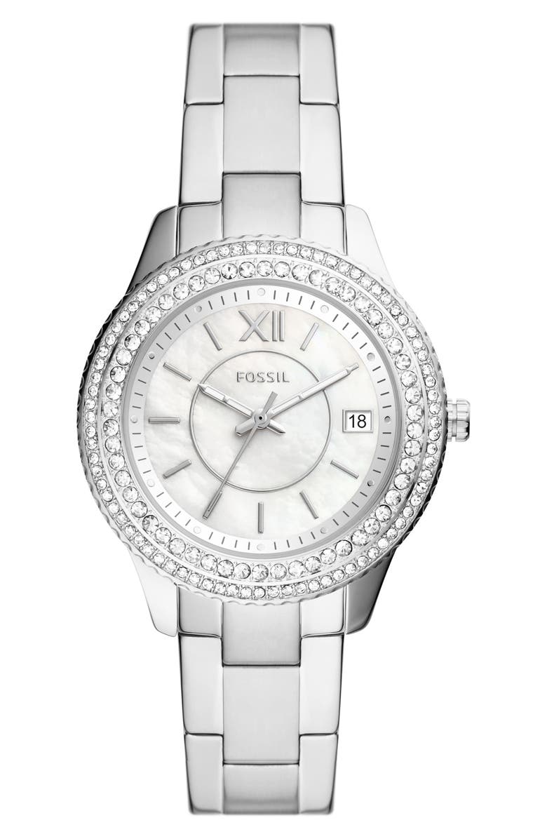 Fossil Stella Crystal Bezel Bracelet Watch, 37mm, Main, color, 