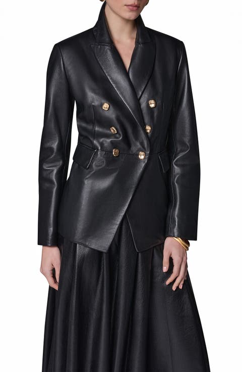 Double Breasted Leather Blazer