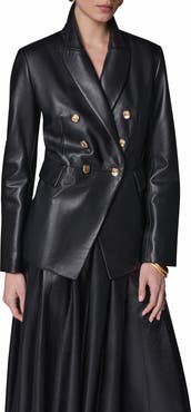 Donna Karan New York Double Breasted Leather Blazer