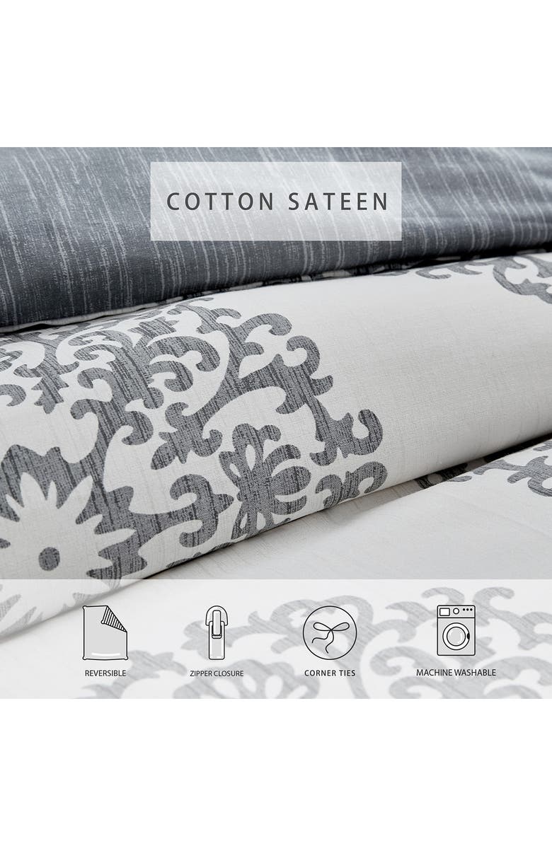STONE COTTAGE Bristol Reversible Cotton Sateen Comforter & Sham Set, Alternate, color, Grey