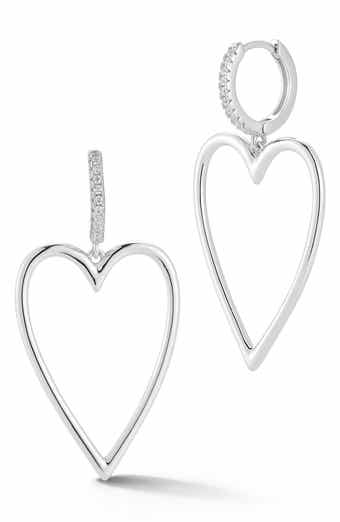 Heart Drop Huggie Hoop Earrings