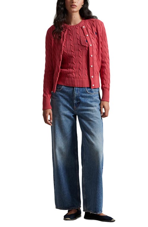 Polo Ralph Lauren Cable Cotton Cardigan In Red