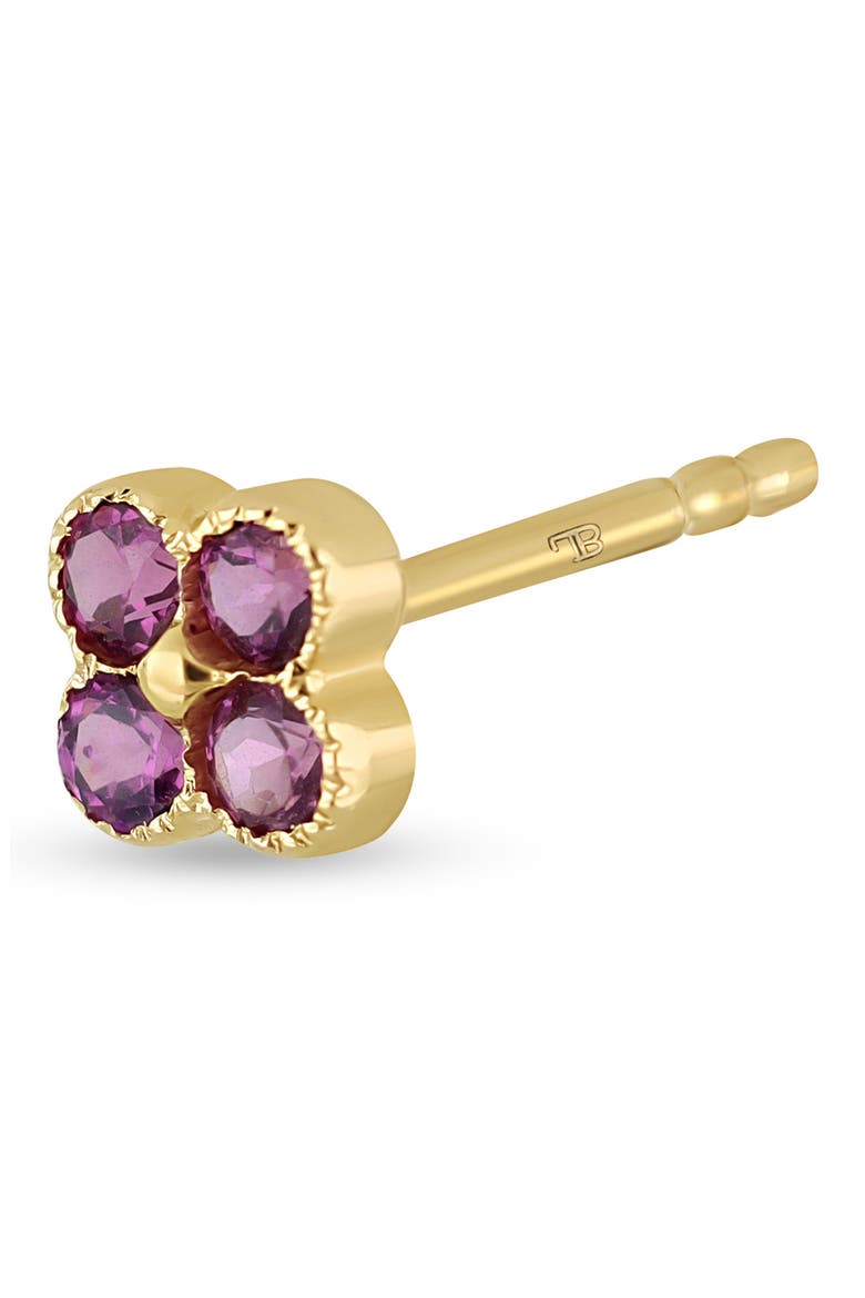 14k Gold Rhodolite Garnet Flower Stud Earrings, Alternate, color, 14KY