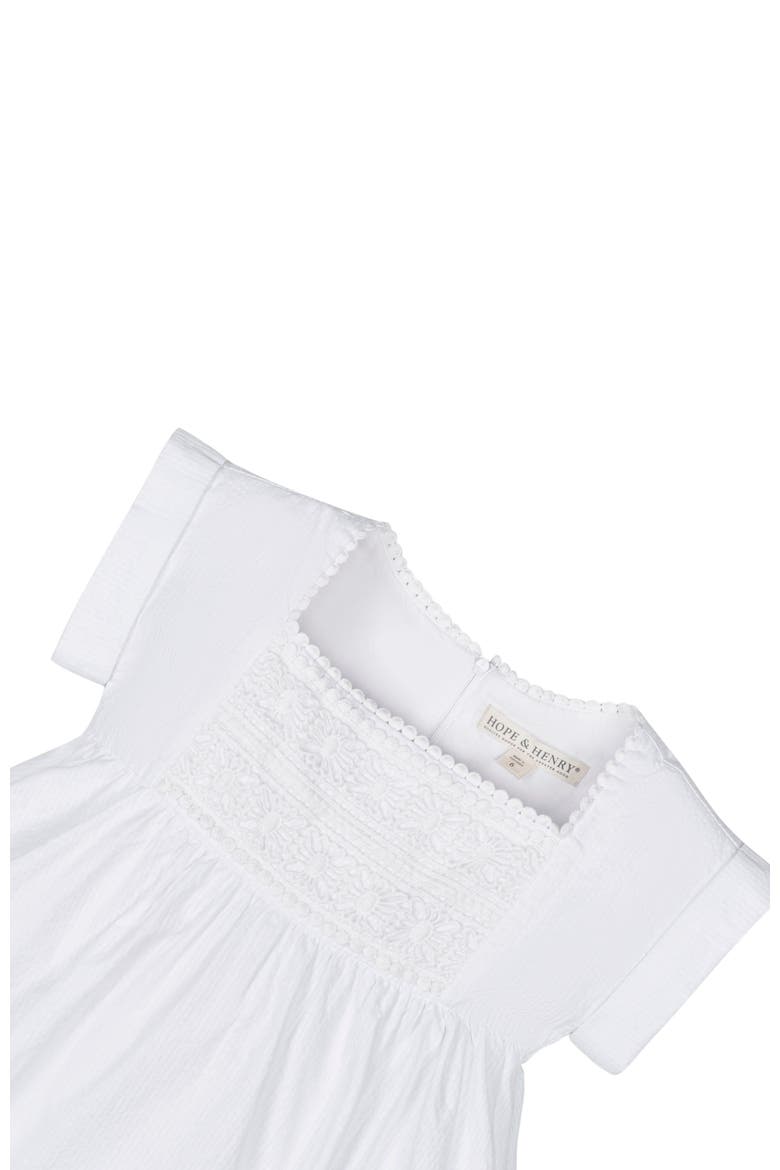 Girls' Organic Seersucker Empire Waist Dress, Kids, Alternate, color, White Seersucker