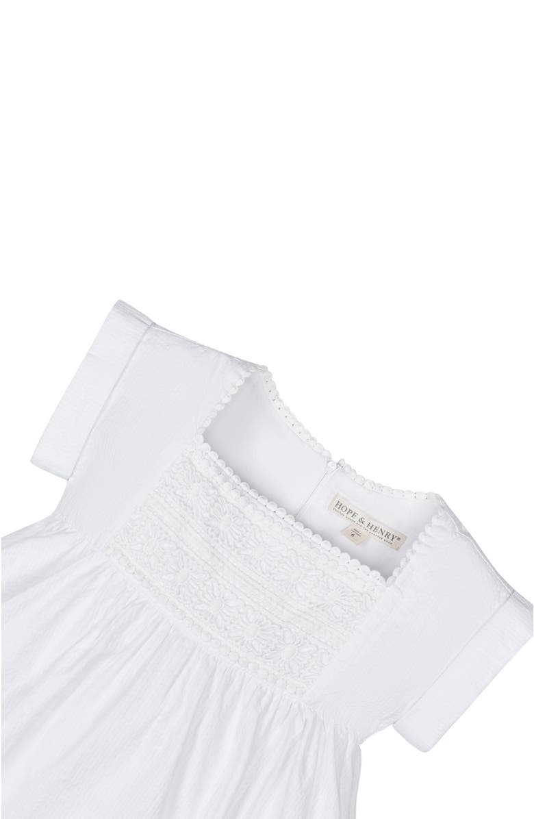 Hope & Henry Girls' Organic Seersucker Empire Waist Dress, Kids, Alternate, color, White Seersucker