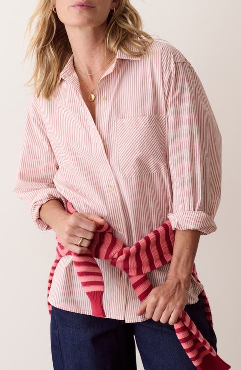 Jane Relaxed Pinstripe Pima Cotton Shirt