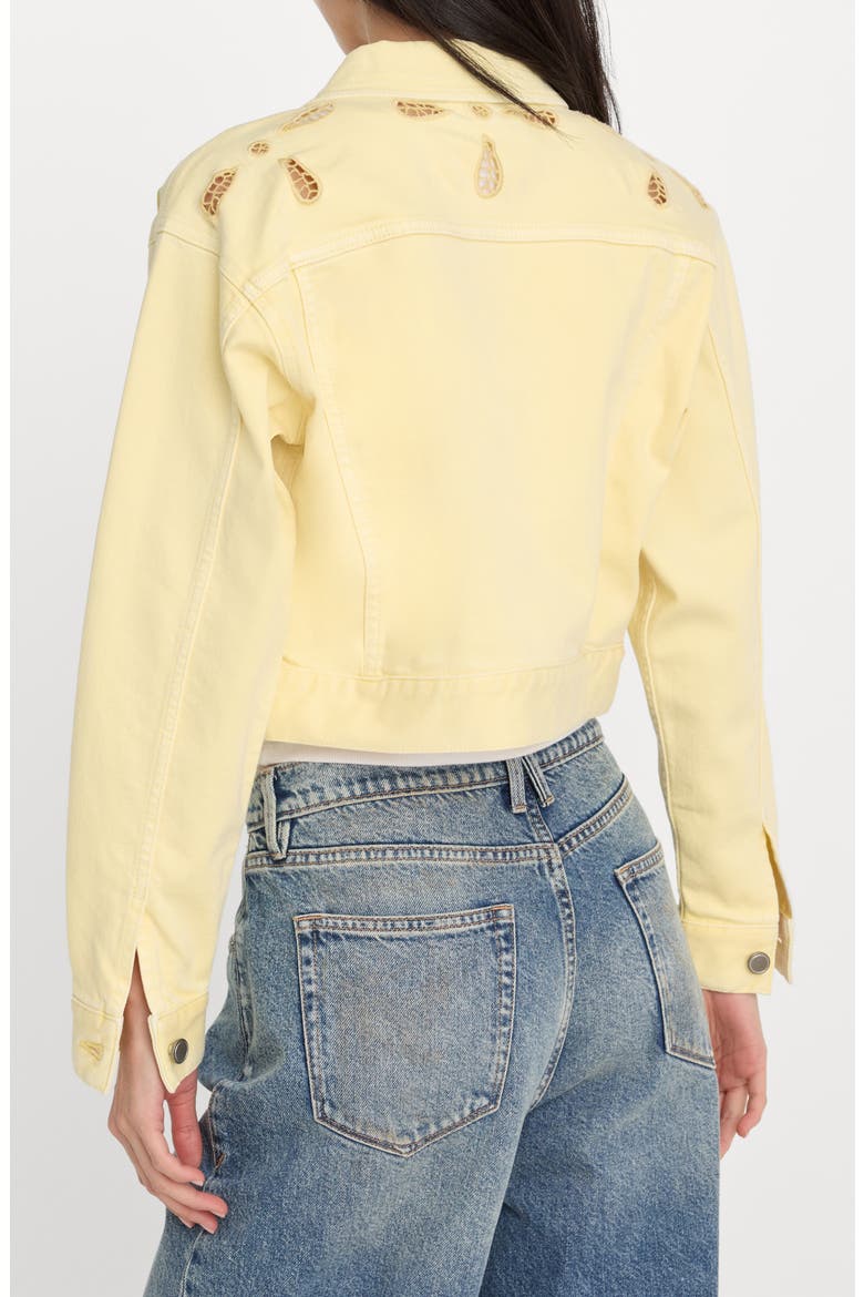 Essential Embroidered Crop Denim Jacket, Alternate, color, ANISE YELLOW