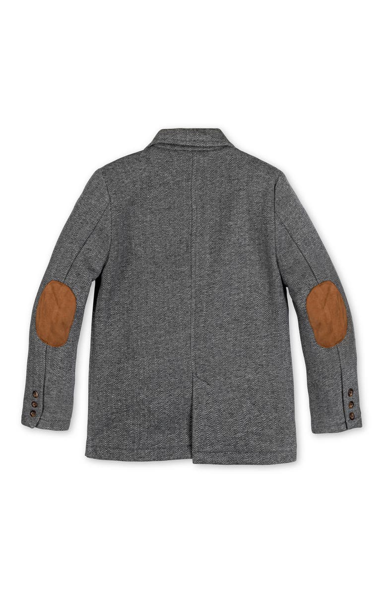 Hope & Henry Kids' Fleece Suit Blazer Made with Organic Cotton, Alternate, color, Charcoal Heather Herringbone
