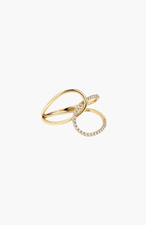 Interconnected Loop Pavé Diamond Ring