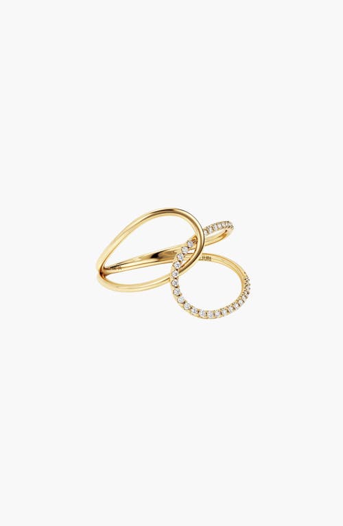 Mejuri Interconnected Loop Pavé Diamond Ring In Yellow Gold