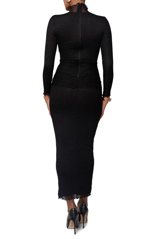 Jluxlabel Mock Neck Long Sleeve Mesh Dress In Black
