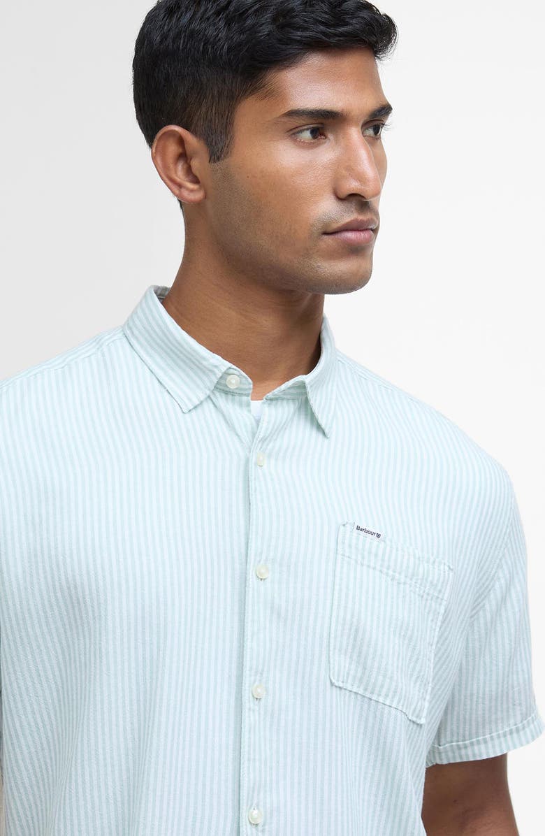 Barbour Deerpark Stripe Summer Fit Short Sleeve Button-Up Shirt, Alternate, color, Pale Apple