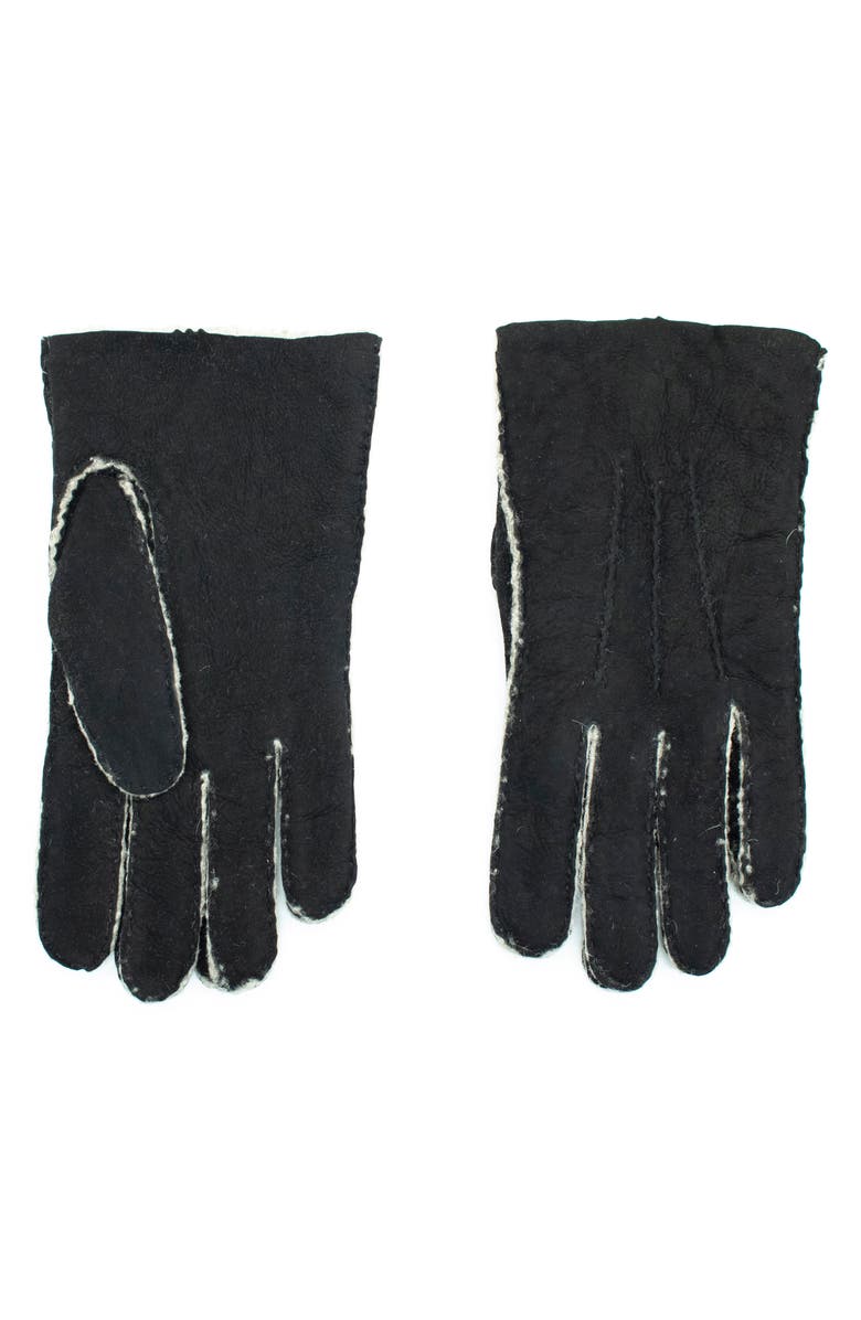 Portolano Genuine Shearling Leather Gloves, Alternate, color, Black/ White