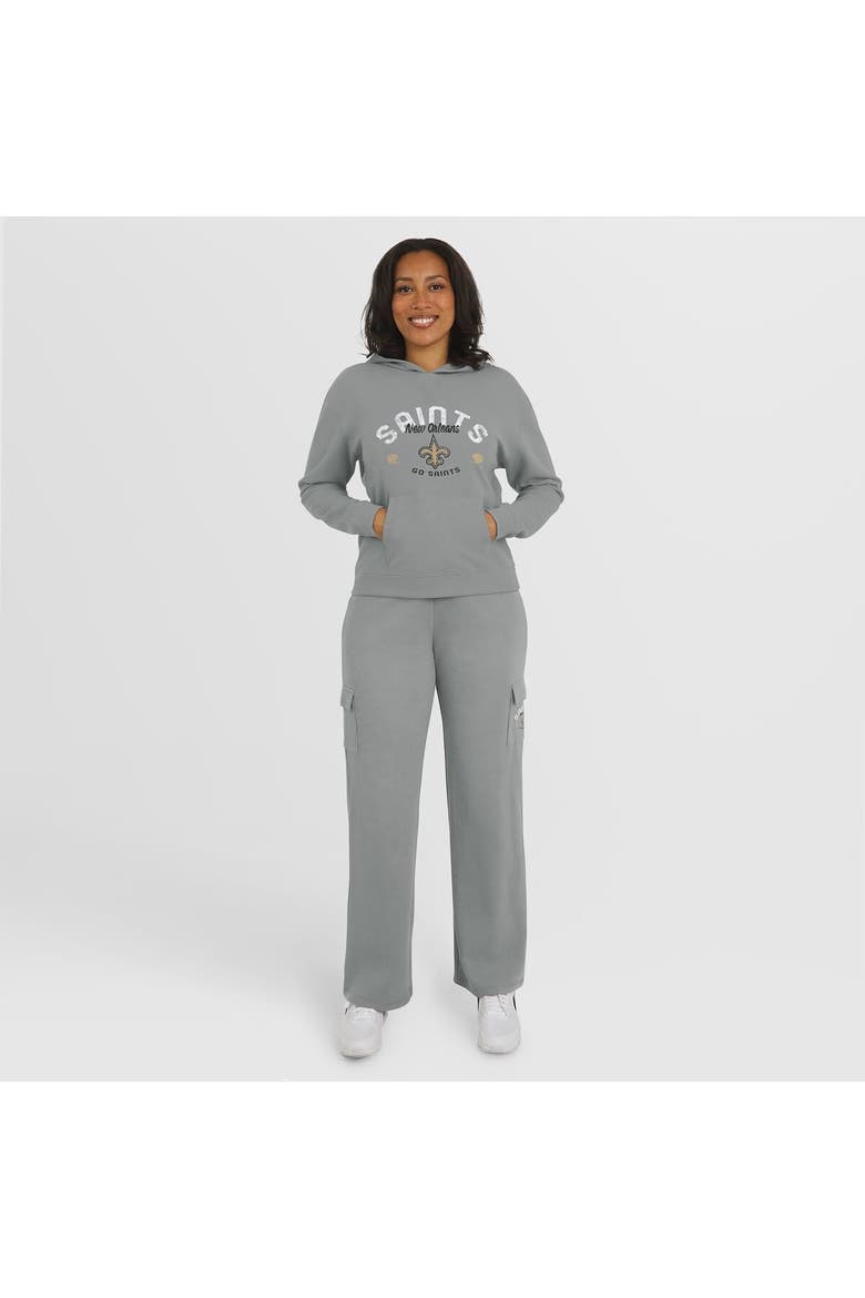 Women's WEAR by Erin Andrews Gray New Orleans Saints Waffle-Knit Long Sleeve Hooded Shirt & Pants Lounge Set, Alternate, color, Gray