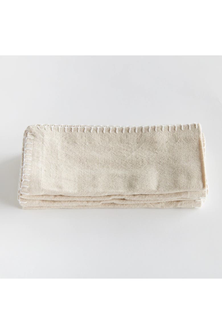 Addie Taupe 100% Cotton Cloth Dinner Napkins Set of 4, Alternate, color, Beige