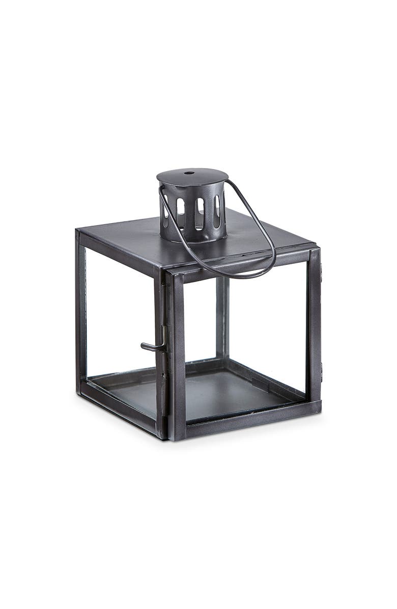 tag Elton Gray Metal Lantern Candle Holder for Everyday Decor, Main, color, Gray