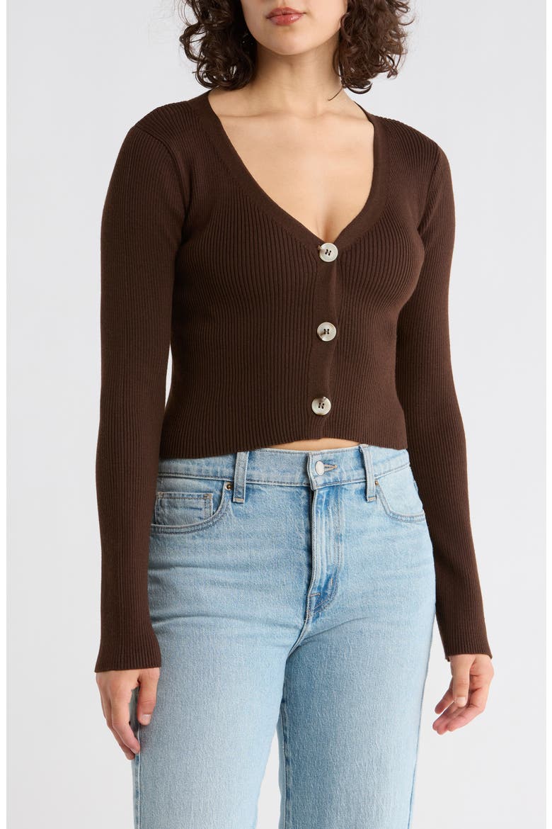 Myka V-Neck Cardigan, Main, color, COCOA