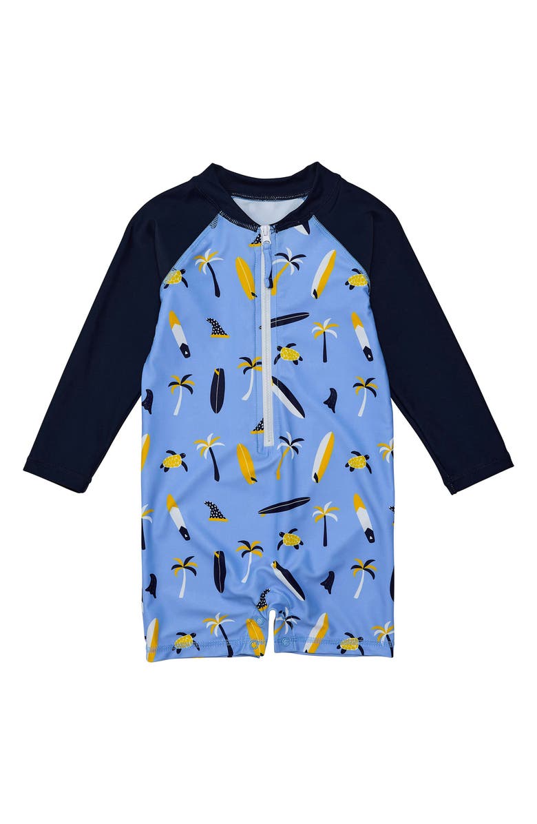 Snapper Rock Turtle Break One-Piece Rashguard Swimsuit, Alternate, color, Blue