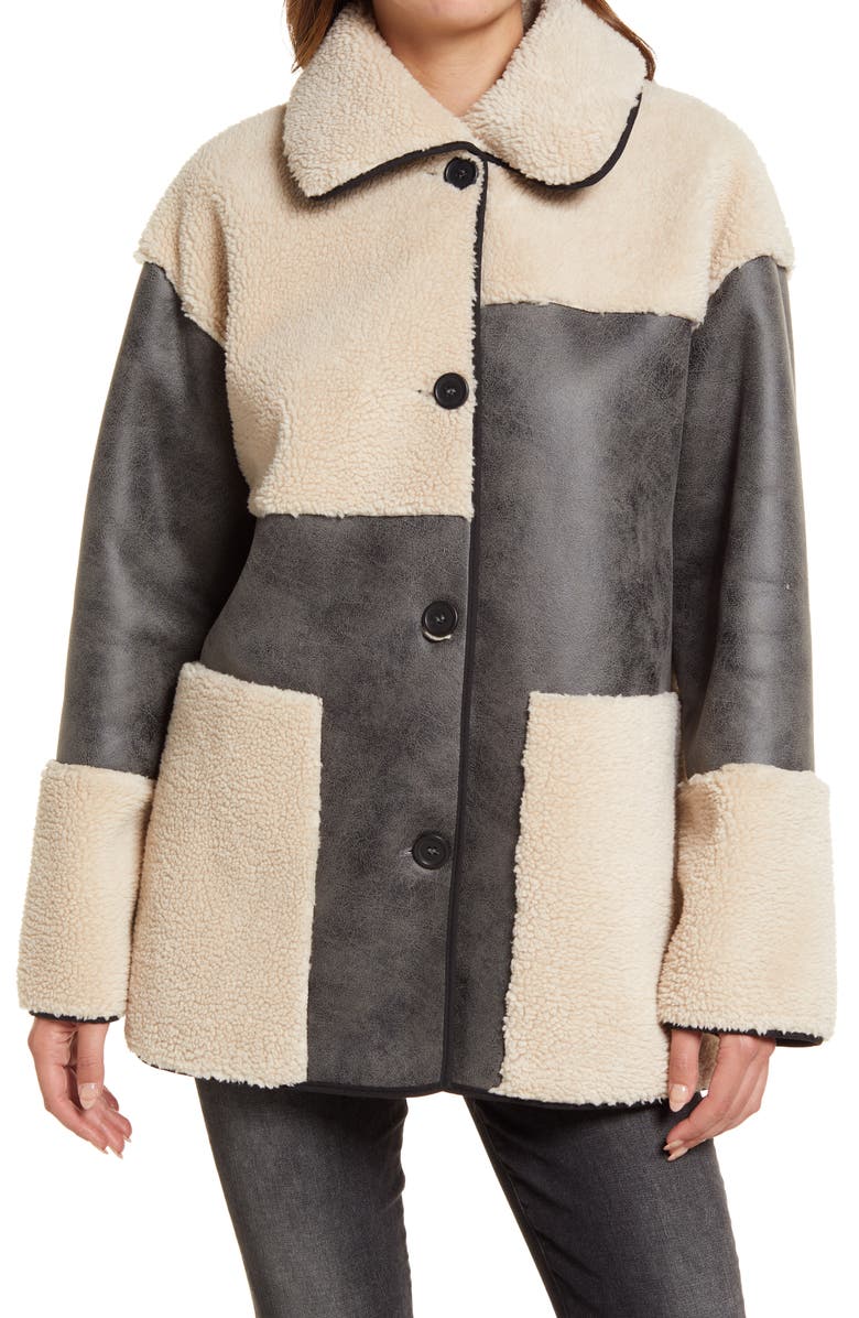 Treasure & Bond Mixed Media Faux Suede Coat, Alternate, color, 