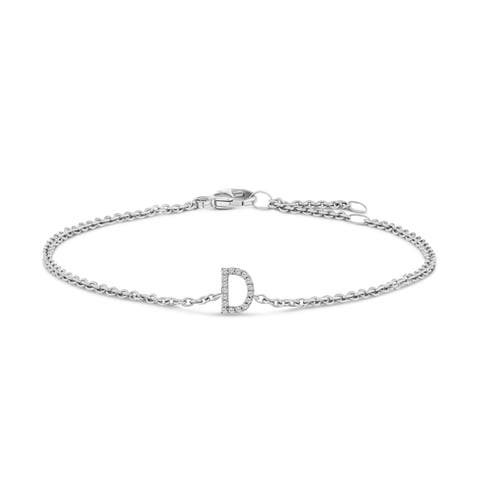 10K Gold Diamond Accent "A-Z" Initial Charm and Link Bracelet