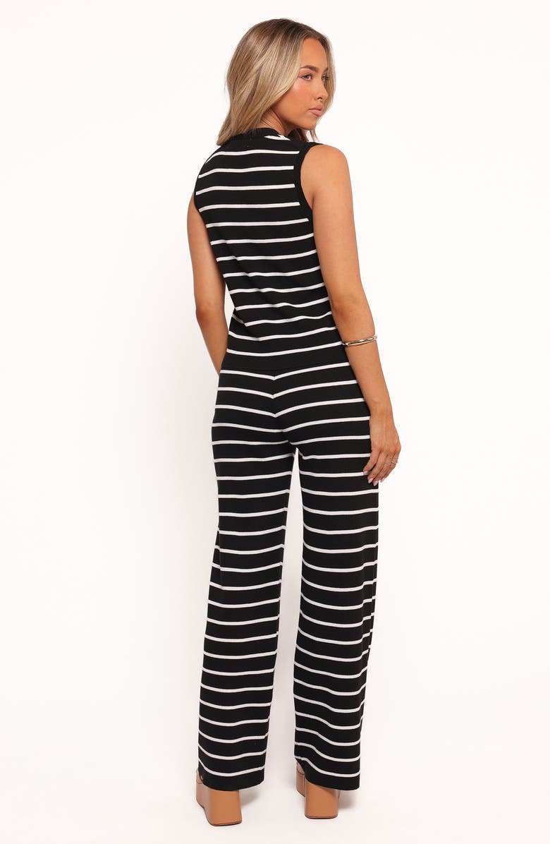 Petal & Pup Juna Stripe Sleeveless Sweater & Pants Set, Alternate, color, Black White Stripe