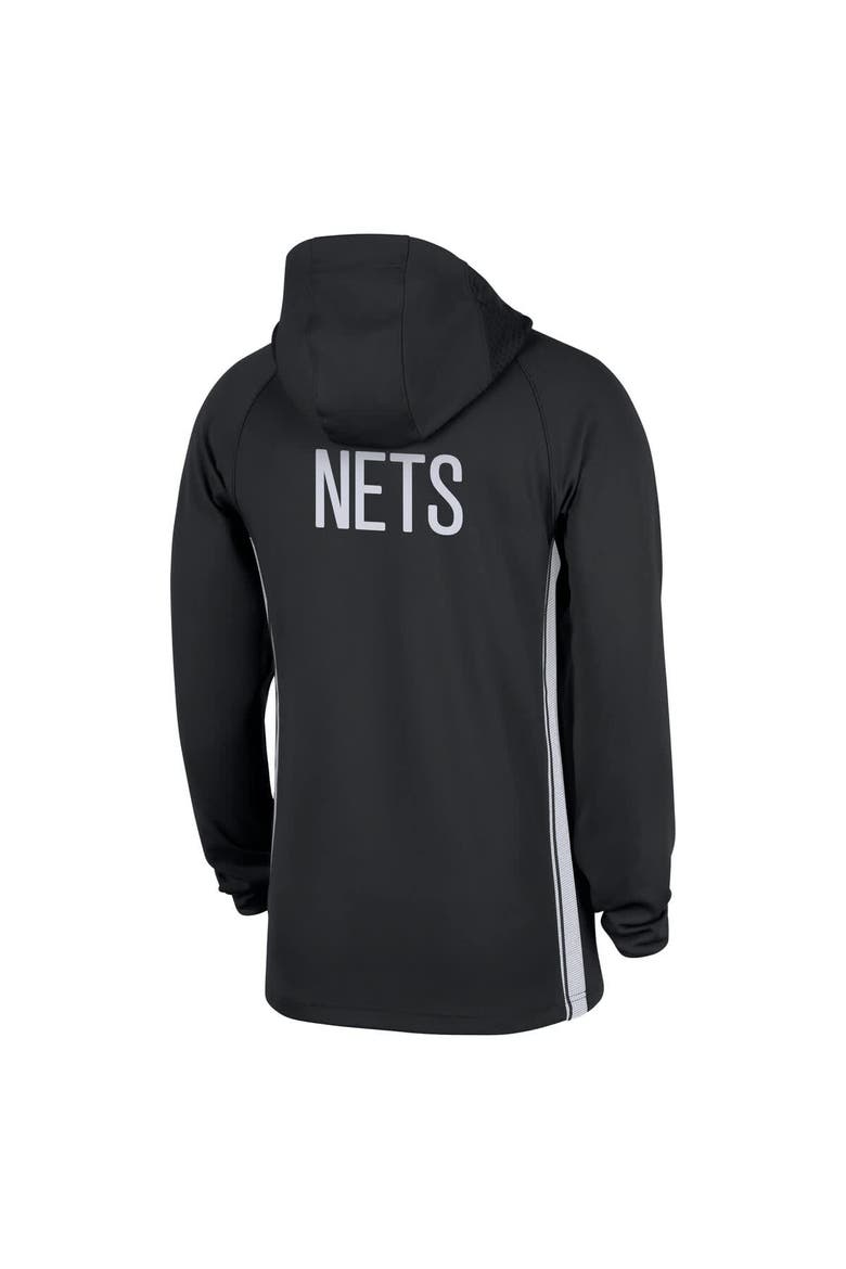 Men's Nike  Black Brooklyn Nets Authentic On Court Zone Quarter-Zip Dri-FIT Hoodie Jacket, Alternate, color, Black