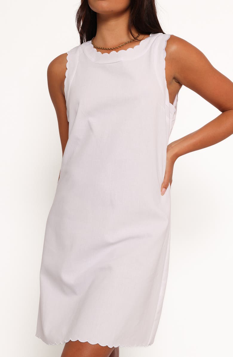 Petal & Pup Ariah Scalloped Sleeveless Linen & Cotton Shift Dress, Alternate, color, White