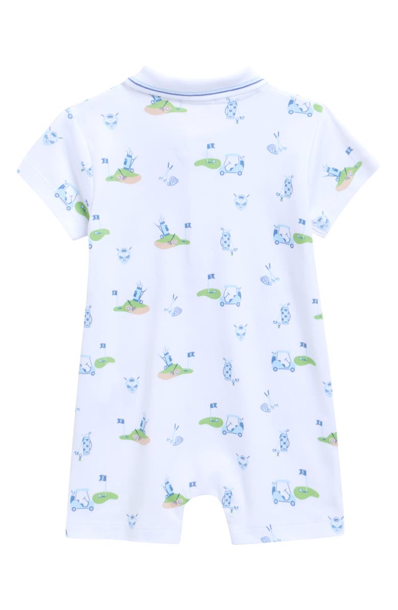 Kissy Kissy Print Pima Cotton Polo Romper, Alternate, color, Multi Blue