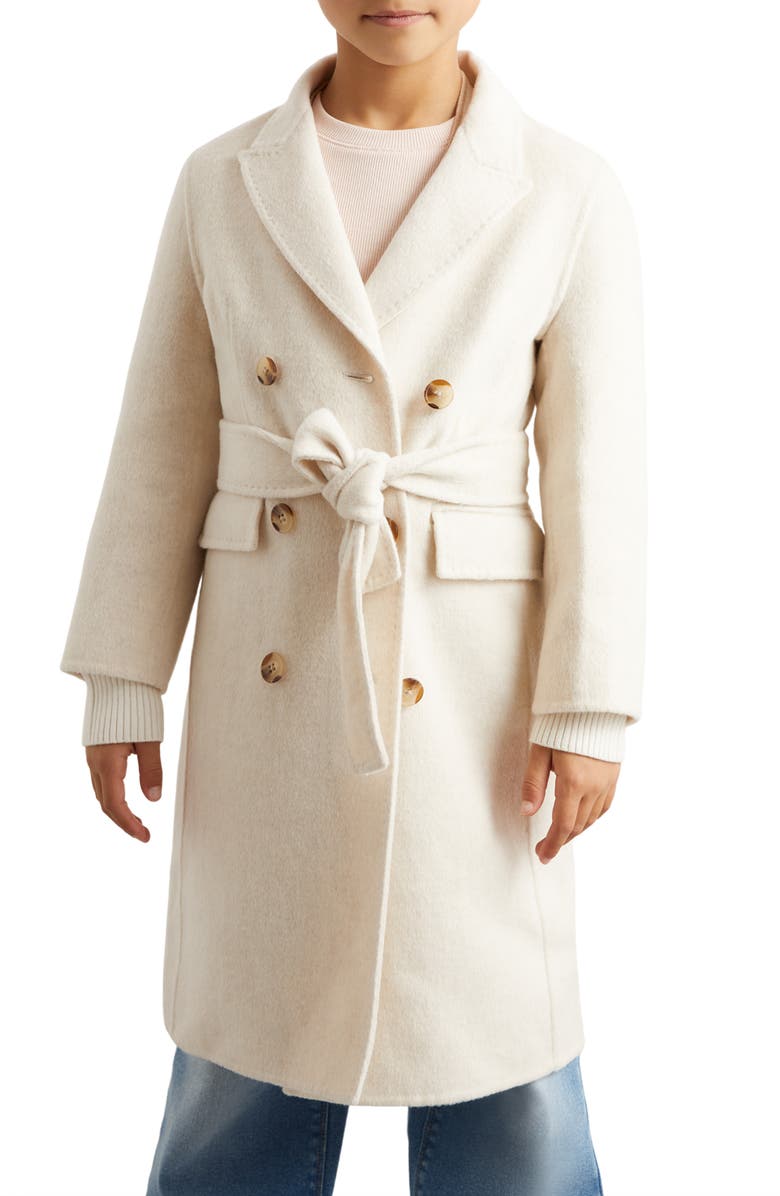 Reiss Kids' Maeve Belted Double Breasted Wool Blend Coat, Alternate, color,
