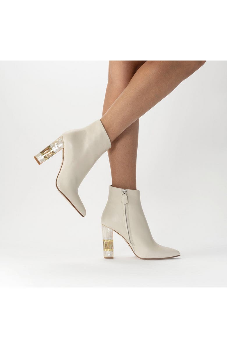 Freya Rose Jasmine White Pearl Heel Ankle Boot, Alternate, color, White