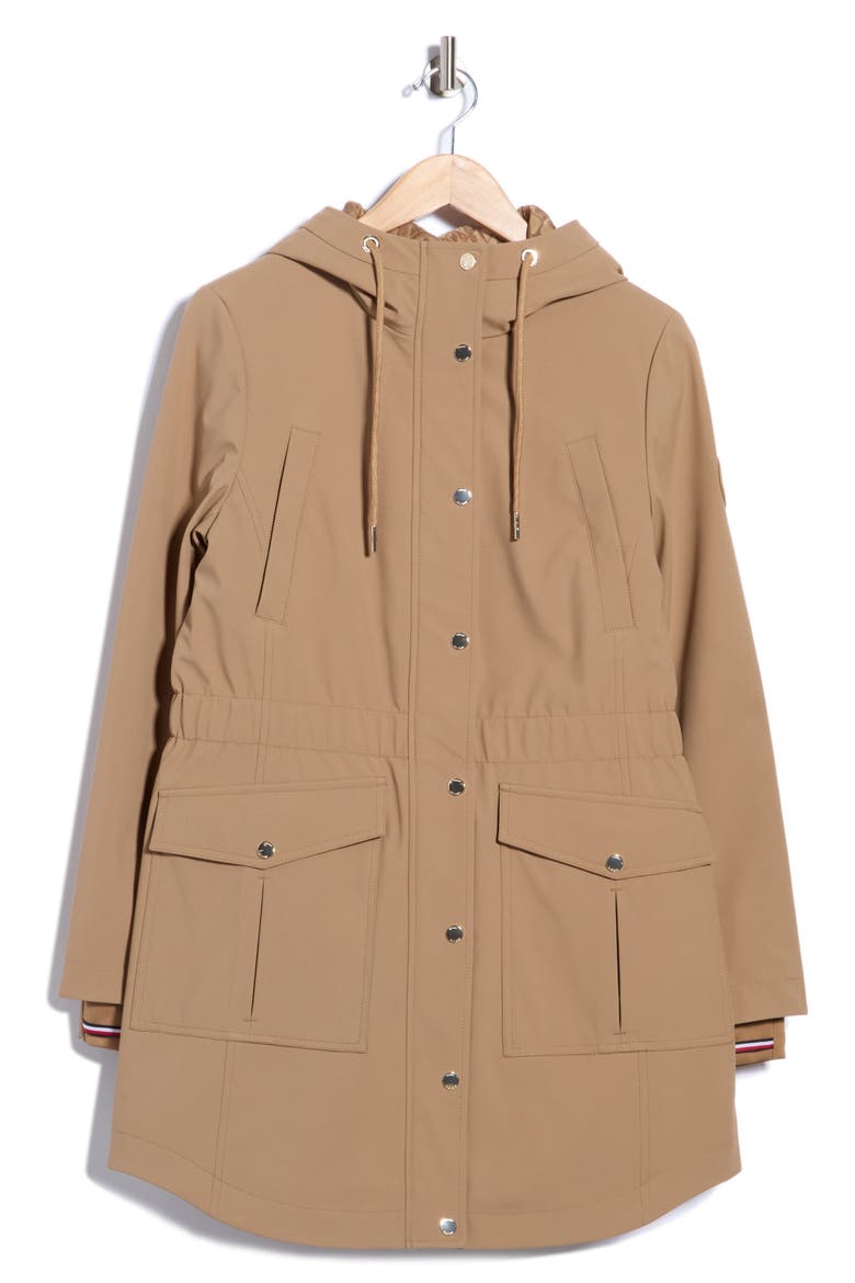 Water Repellent Hooded A-Line Jacket, Alternate, color, TAUPE