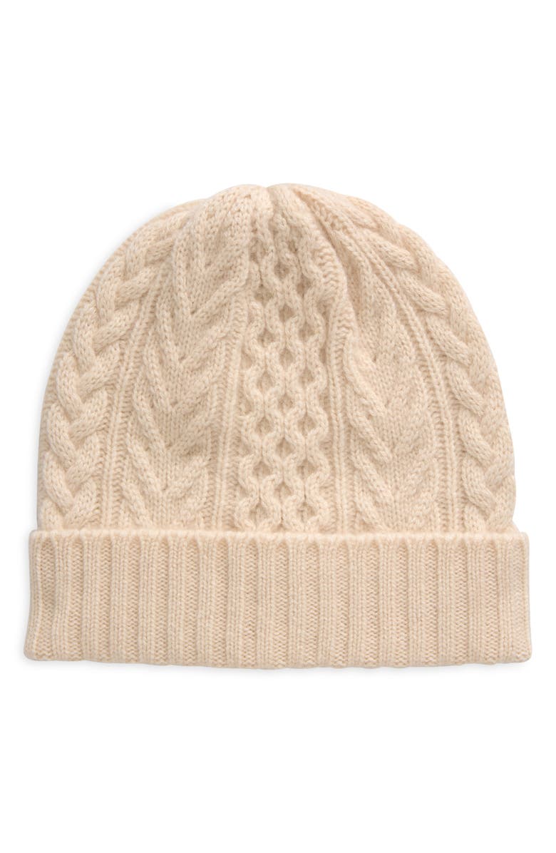 Johnstons of Elgin Aran Cable Cashmere Beanie, Main, color, 
