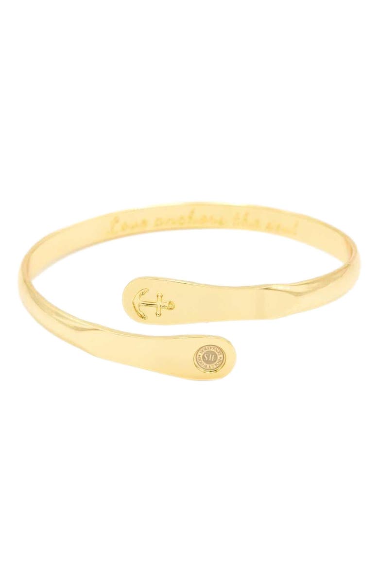 Hollywood Sensation Anchor Bracelet Engraved Love Anchors the Soul, Main, color, Gold