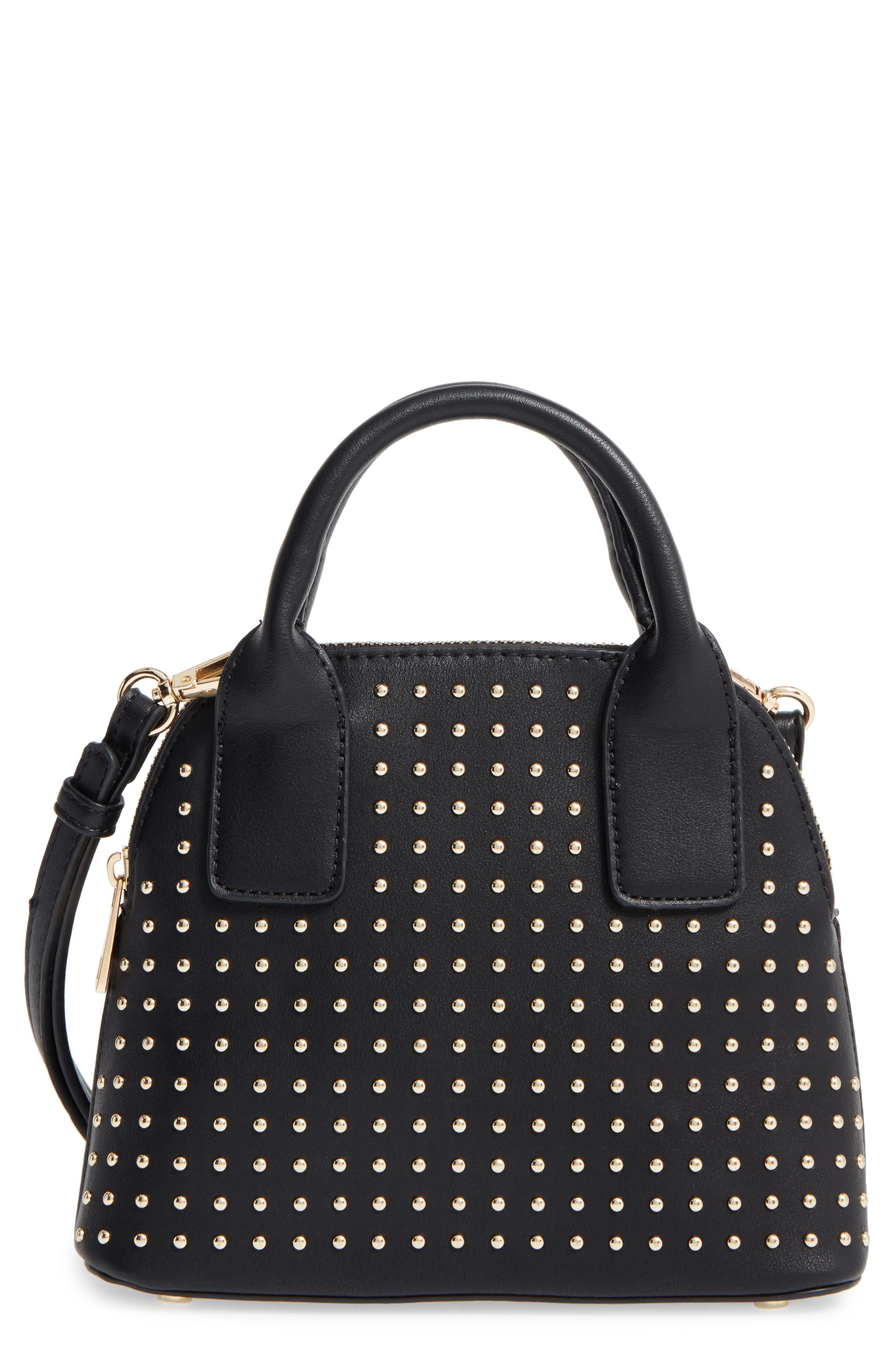 Sole Society Amalia Studded Dome Faux Leather Satchel, Main, color, 