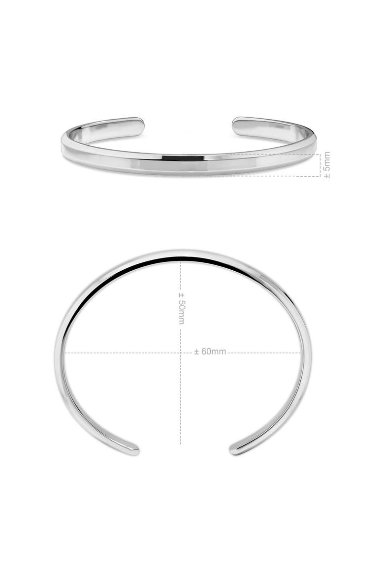 5mm Cuff Bracelet in Rhodium Plated Sterling Silver, Alternate, color, Silver