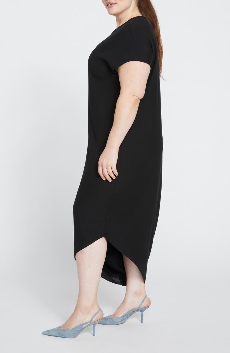 Universal Standard Iconic Double Luxe Geneva Asymmetric T-Shirt Dress, Alternate, color, Black