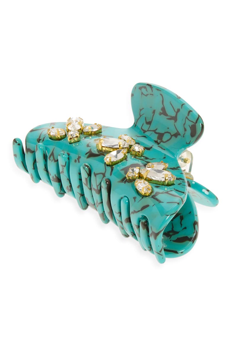 Oversized Crystal Cluster Jaw Clip, Main, color, TURQUOISE