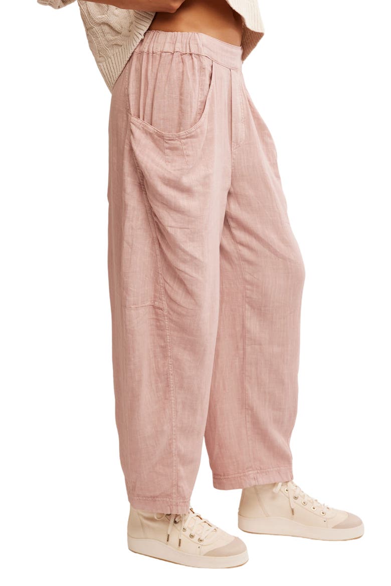High Road Pull-On Linen Blend Barrel Pants, Alternate, color, BLUSH TINT