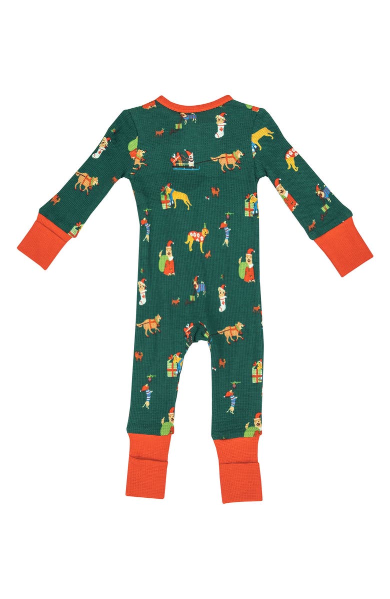 Angel Dear Doggie Christmas Long Sleeve Waffle Knit Zip Romper, Alternate, color, 
