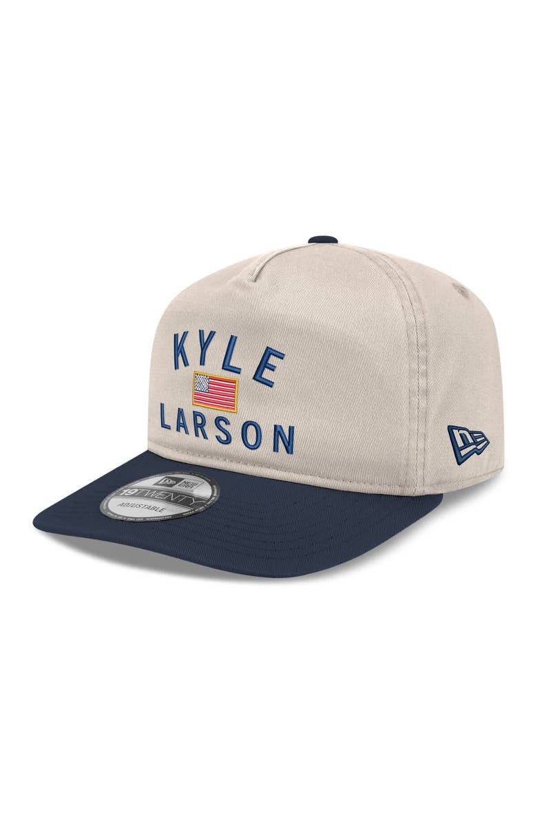 New Era Men's New Era  Khaki/Navy Kyle Larson Flag 19TWENTY Adjustable Hat, Alternate, color, Khaki