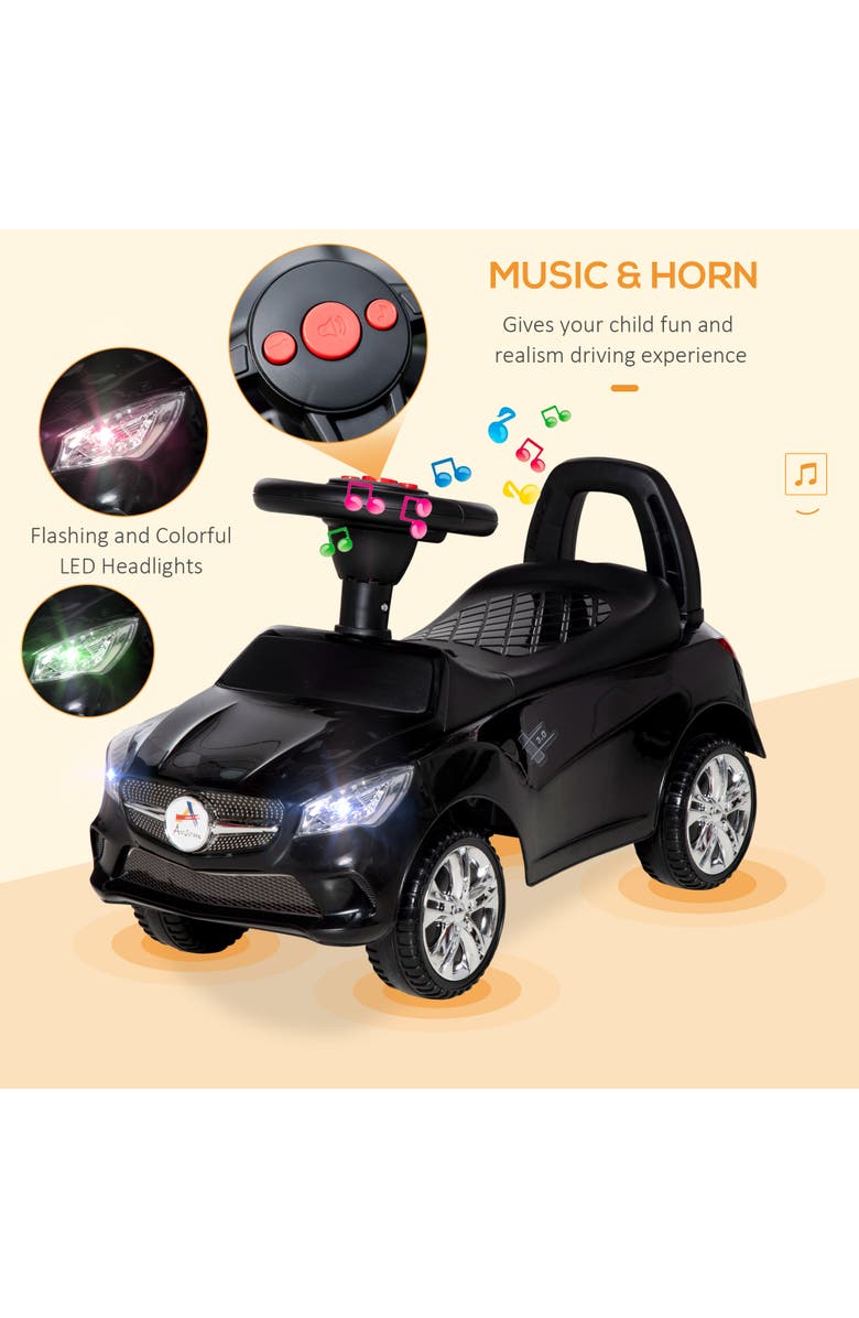 Aosom Kids Ride On Push Car with Horn, Music, Headlights, Storage, Alternate, color, Black