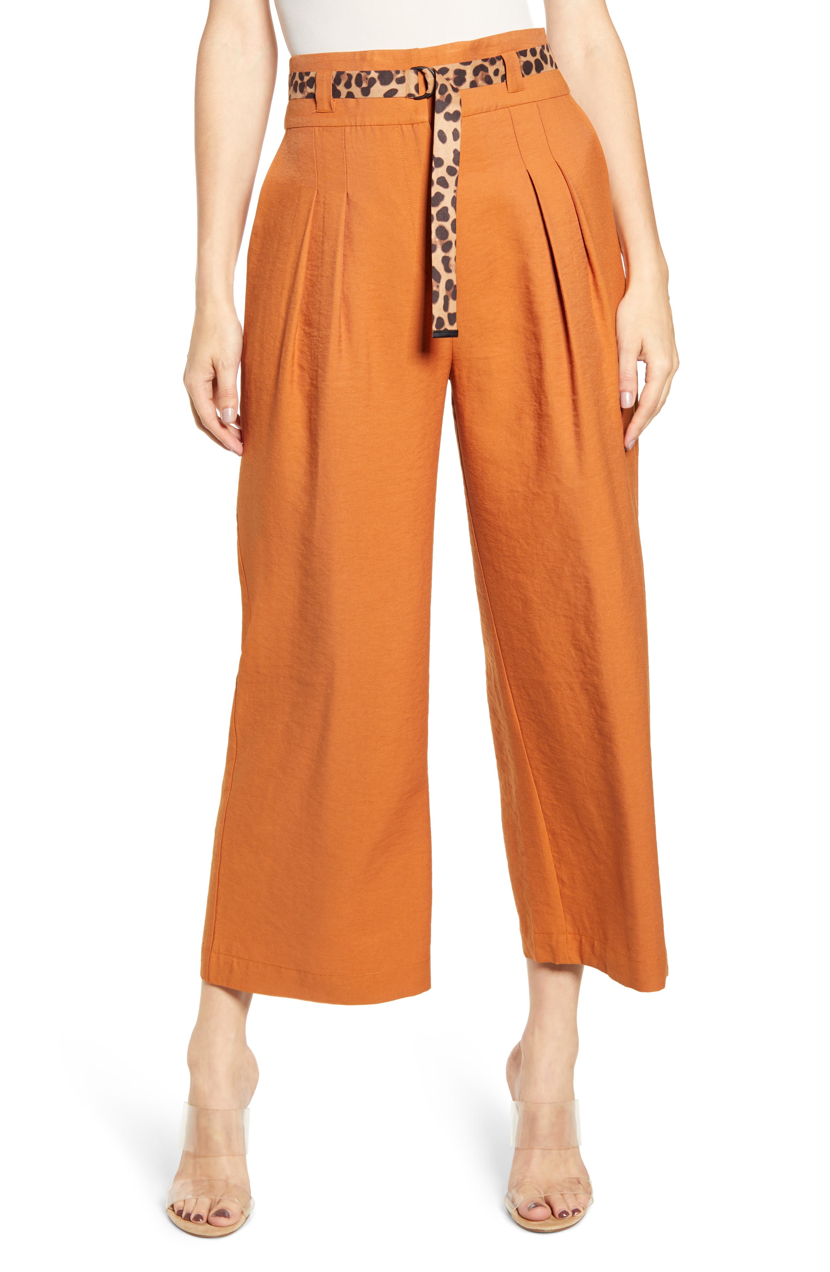 J.O.A. Wide Leg Pants with Contrast Belt (Women) | Nordstromrack