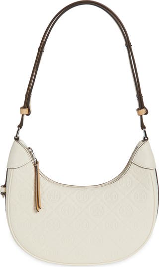 T-Monogram Embossed Crescent Shoulder Bag