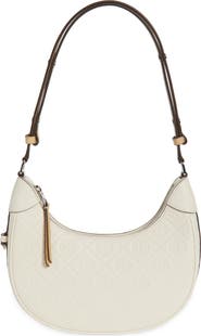 Tory Burch T-Monogram Embossed Crescent Shoulder Bag