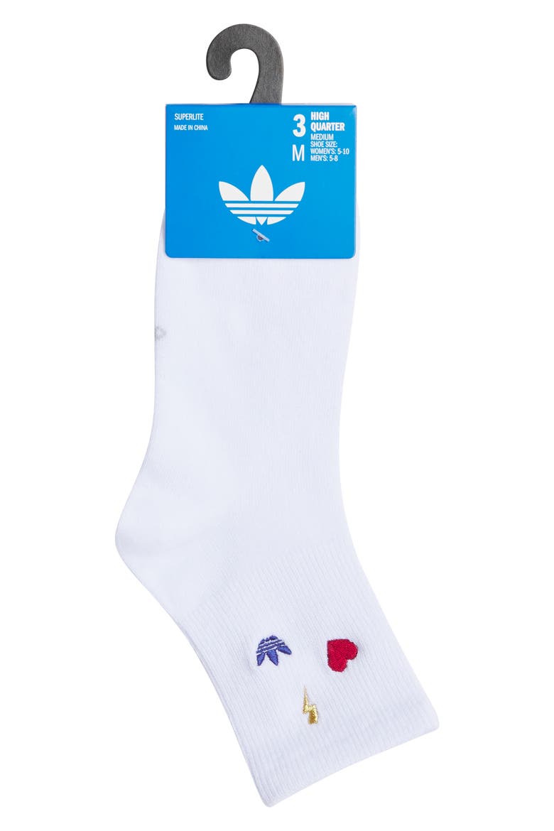 Gender Inclusive Assorted 3- Pack Icons Quarter Socks, Alternate, color, WHITE/ BLUE/ VICTORY RED