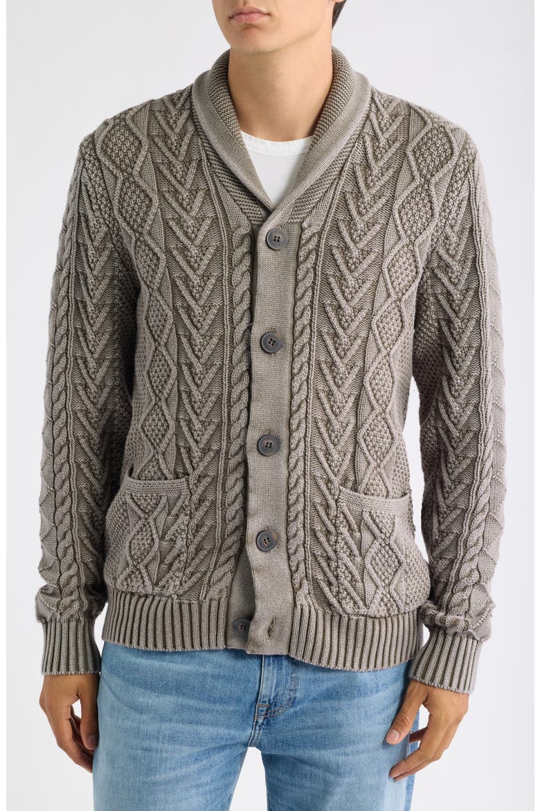 Shawl Collar Cable Knit Cardigan, Alternate, color, OLIVE