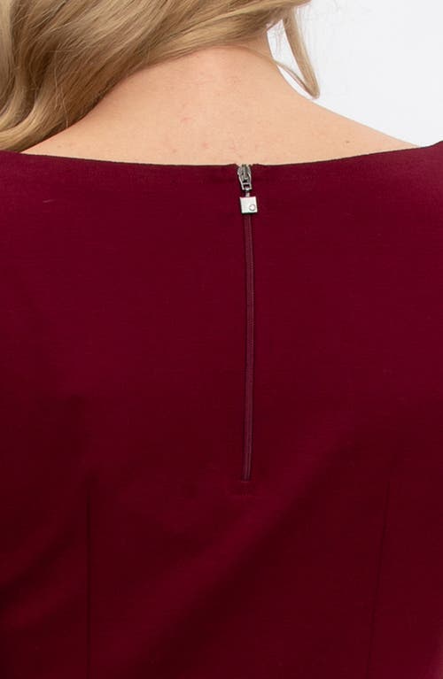 Pietro Brunelli Maternity Maternity Sheath Capri Dress With Rose Sleeve Detail In Burgundy