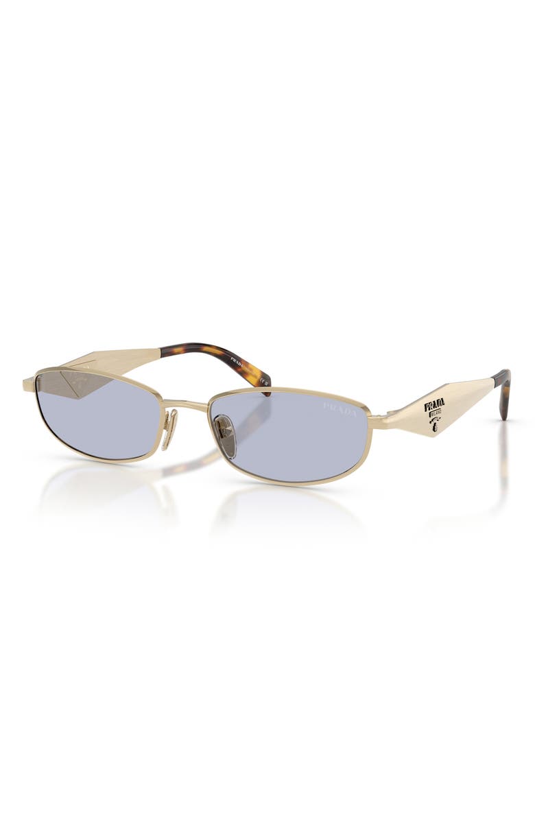 Prada 55mm Oval Sunglasses, Alternate, color, Pale Gold / Blue