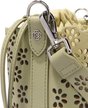 Perforated leather bucket bag