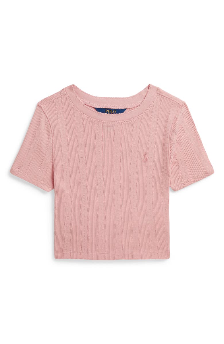 Polo Ralph Lauren Kids' Pointelle Knit Short Sleeve Top, Main, color, Adirondack Rose